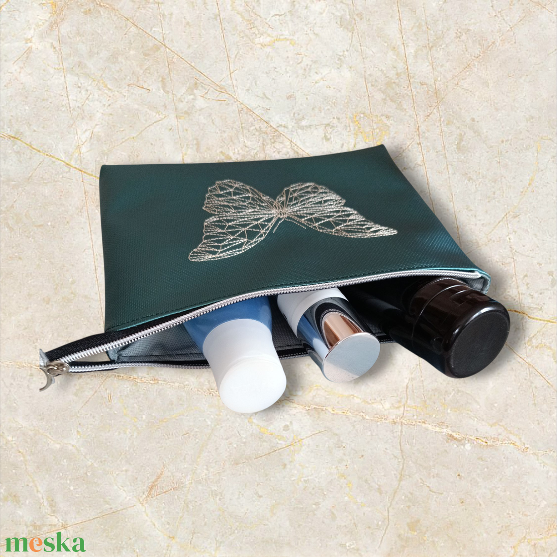 Hímzett textilbőr neszeszer / cipzáras tok - táska & tok - neszesszer - Meska.hu