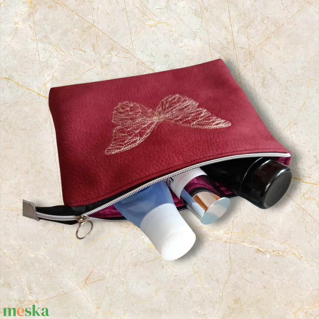 Hímzett textilbőr neszeszer / cipzáras tok - táska & tok - neszesszer - Meska.hu