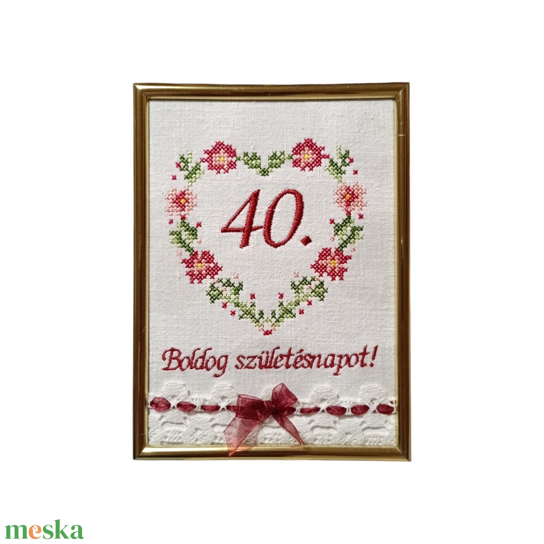 Születésnapi/évfordulós hímzett kép - otthon & életmód - dekoráció - fali és függő dekoráció - falra akasztható dekor - Meska.hu