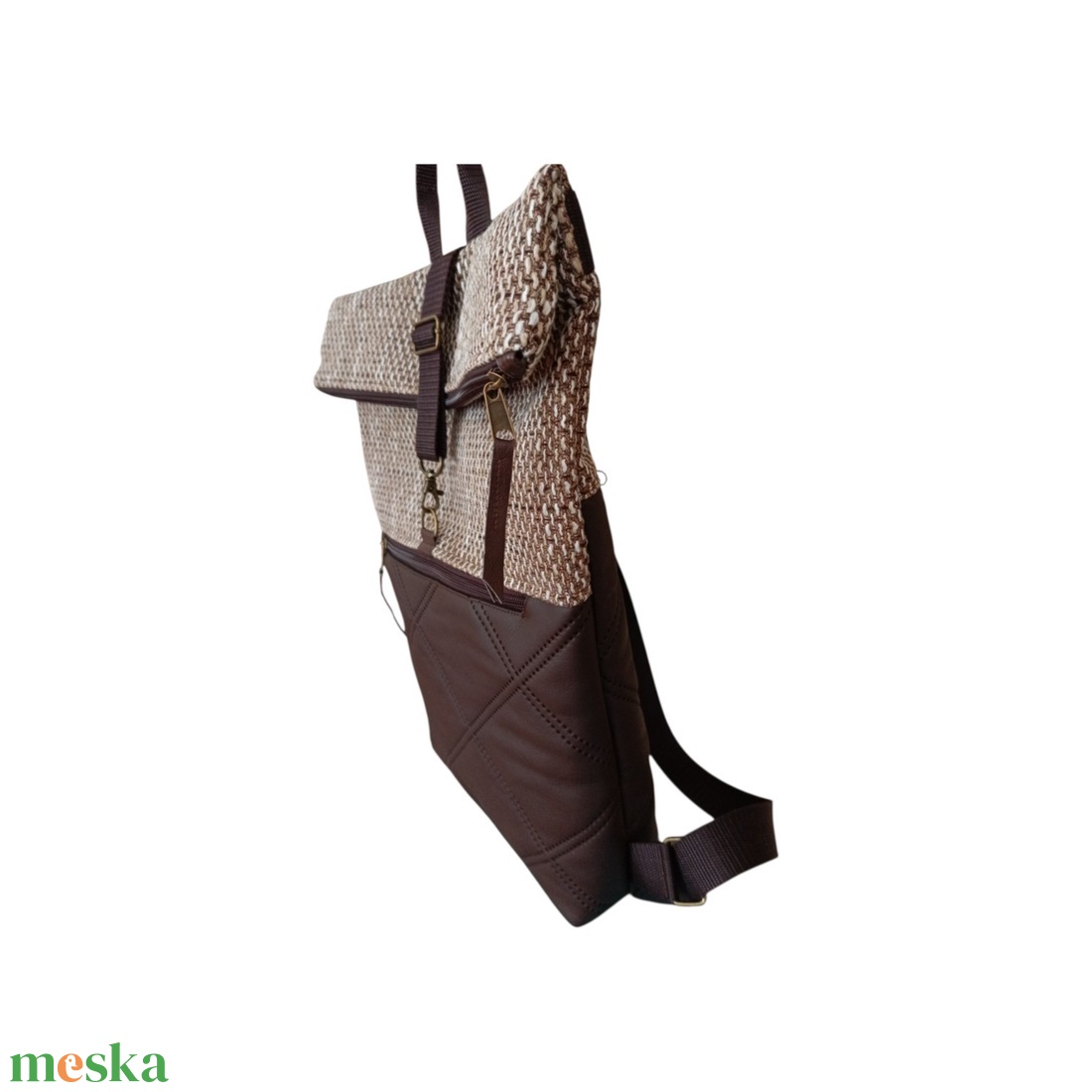 Barna elegáns rolltop hátitáska/hátizsák  - táska & tok - hátizsák - hátizsák - Meska.hu