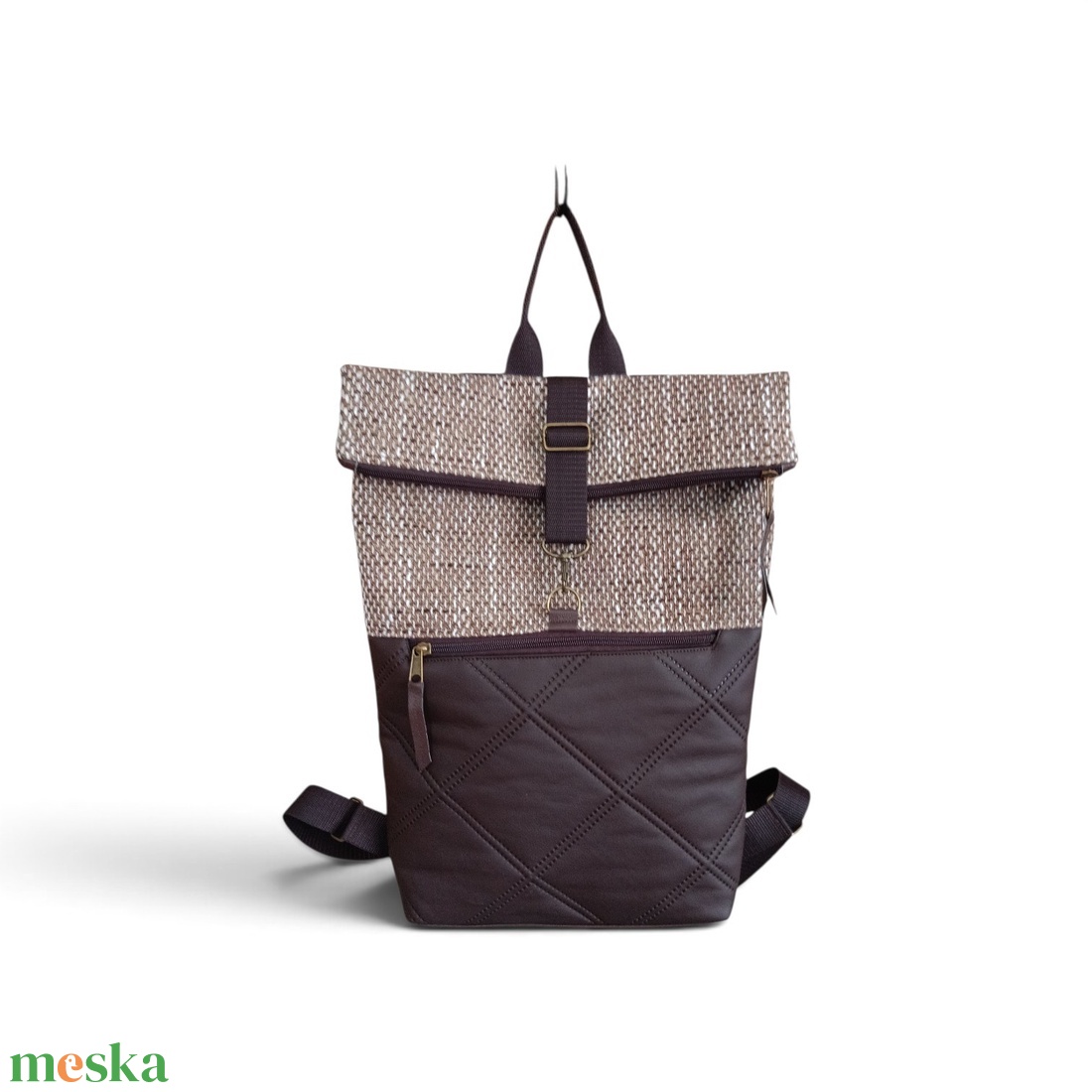 Barna elegáns rolltop hátitáska/hátizsák  - táska & tok - hátizsák - hátizsák - Meska.hu