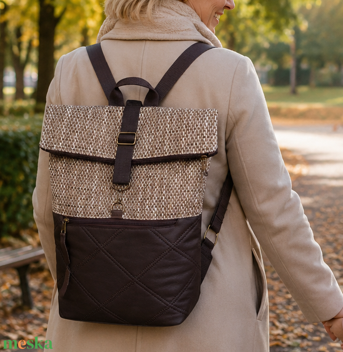 Barna elegáns rolltop hátitáska/hátizsák  - táska & tok - hátizsák - hátizsák - Meska.hu