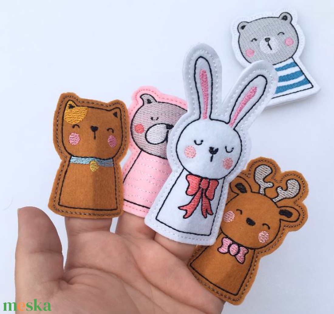 Kawaii állatos ujjbáb-csomag 8db - játék & sport - bábok - ujjbáb - Meska.hu