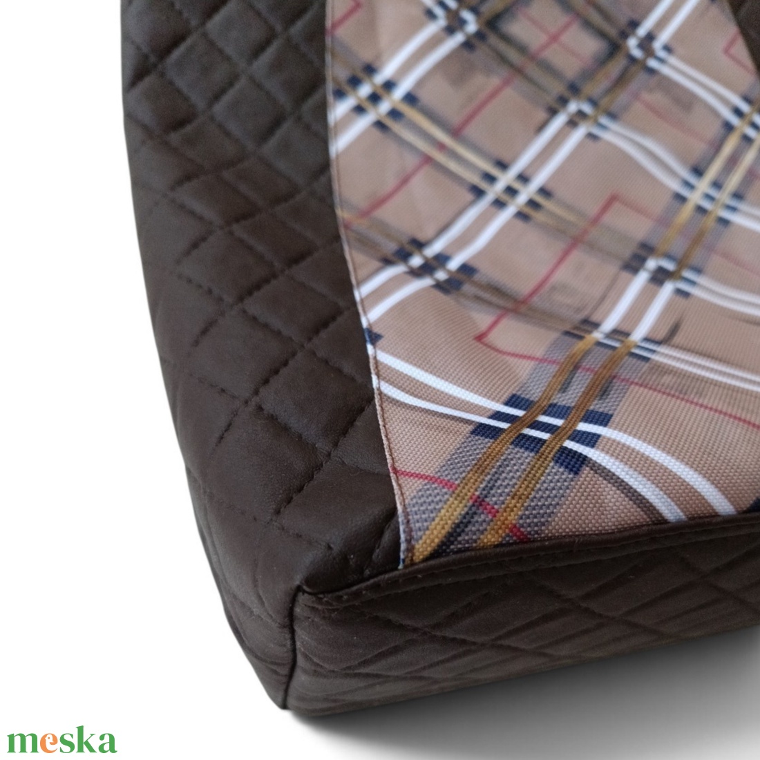Csokibarna-Burberry kockás női válltáska, crossbody - táska & tok - kézitáska & válltáska - vállon átvethető táska - Meska.hu
