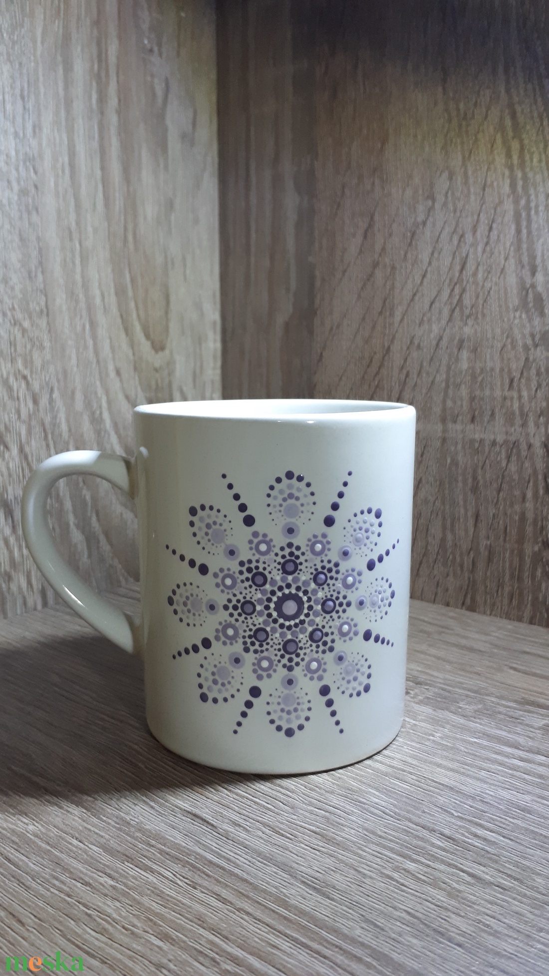 Fehér Mandalás Kávés bögre - otthon & életmód - konyhafelszerelés, tálalás - tálalás - bögre & csésze - Meska.hu