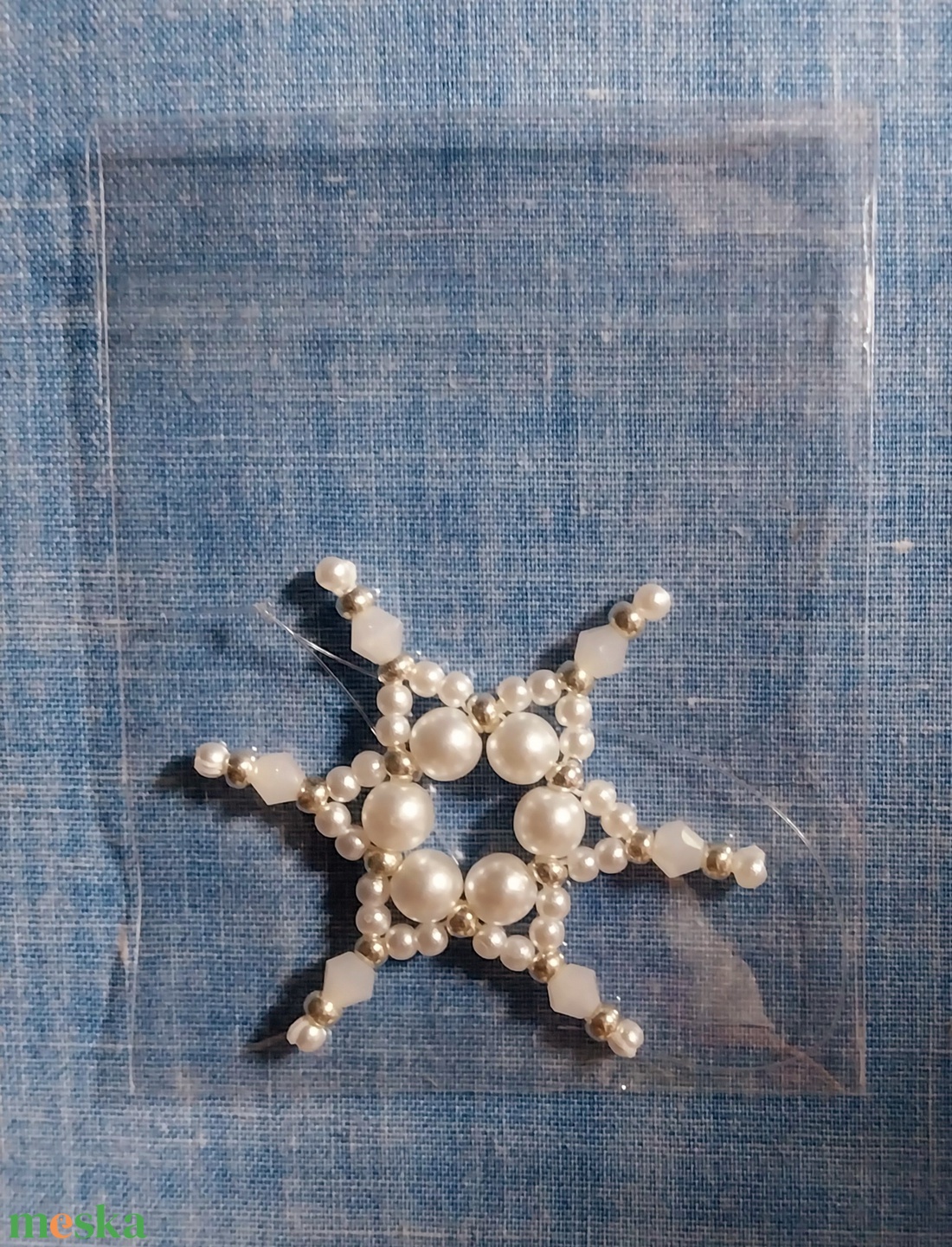 Karácsonyi gyöngy csillag 2 - karácsony - karácsonyi lakásdekoráció - karácsonyfadíszek - Meska.hu