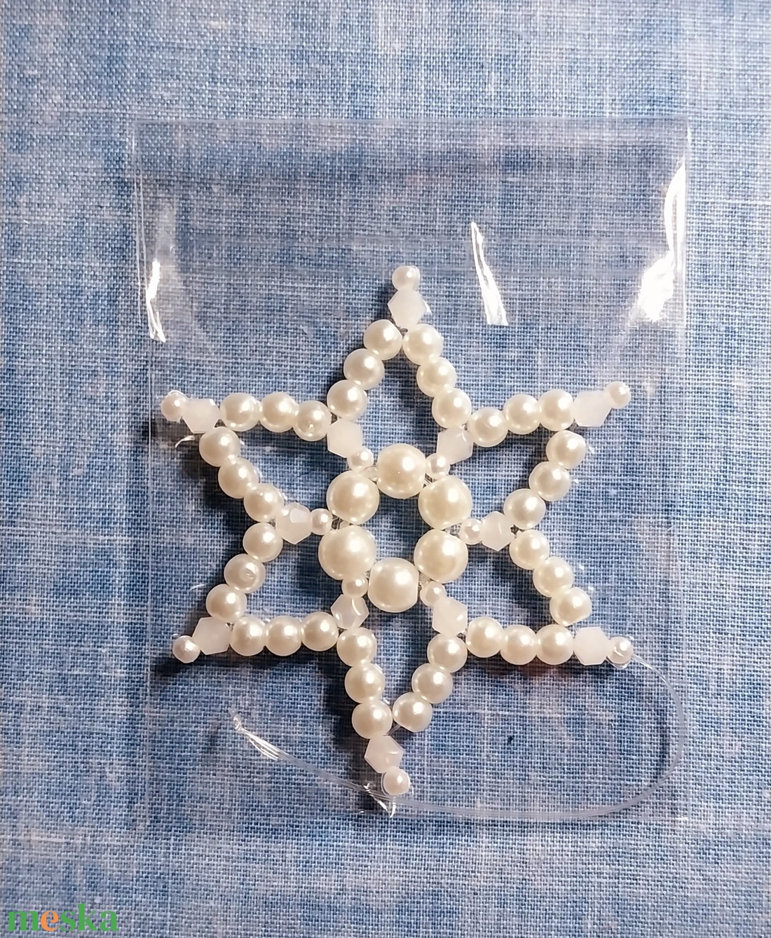 Karácsonyi gyöngy csillag 5 - karácsony - karácsonyi lakásdekoráció - karácsonyfadíszek - Meska.hu