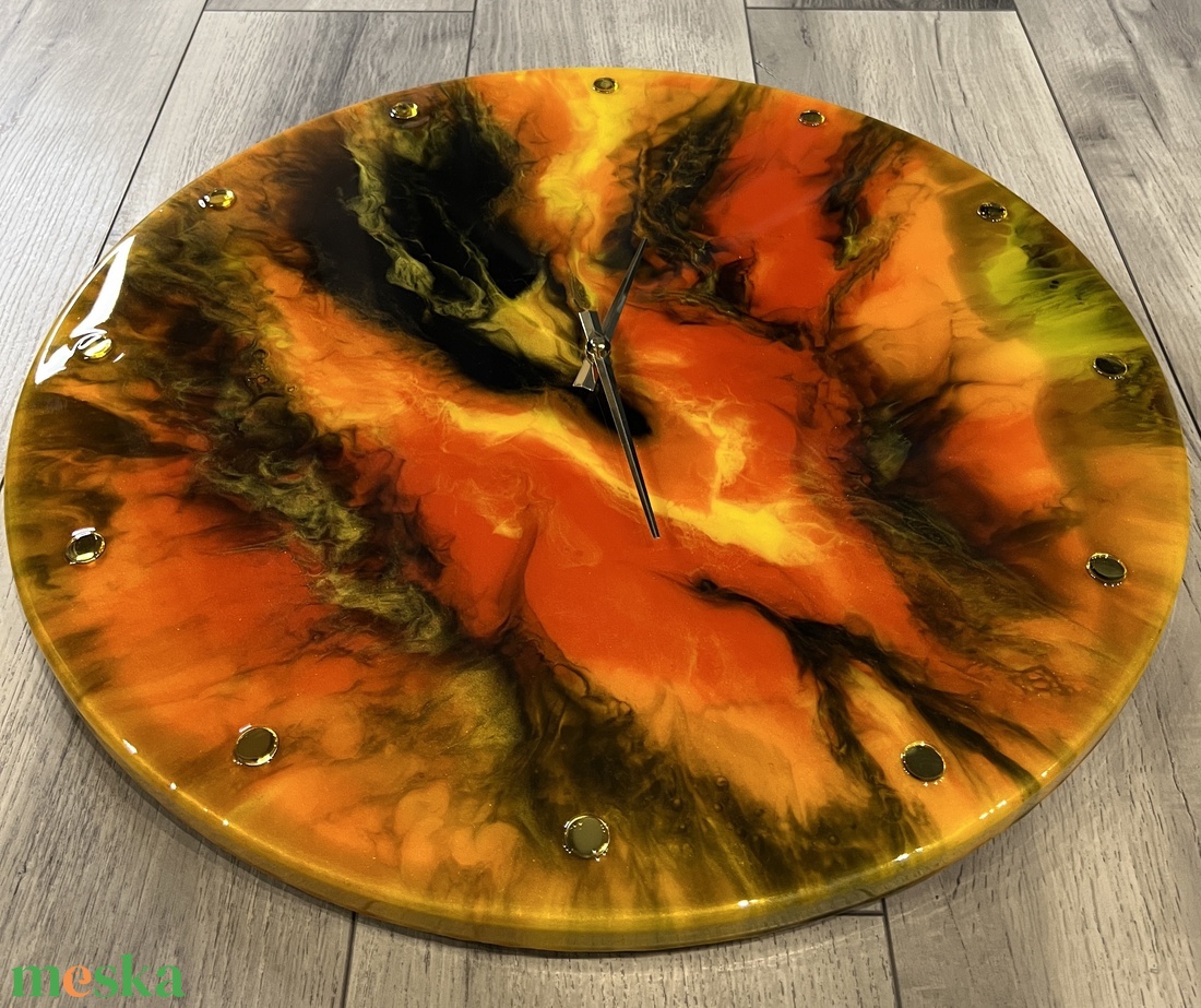 Különleges Epoxy gyanta falióra-55cm átmérő-kézműves dekor! - otthon & életmód - dekoráció - fali és függő dekoráció - falióra & óra - Meska.hu