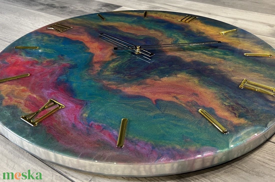 Kézzel készült EPOXY GYANTA FALIÓRA /55CM/ átmérőjű - otthon & életmód - dekoráció - fali és függő dekoráció - falióra & óra - Meska.hu