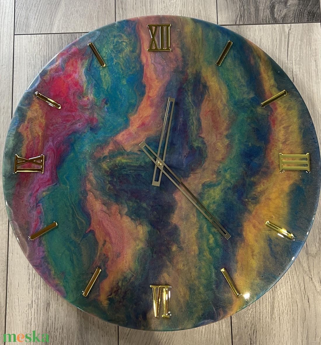 Kézzel készült EPOXY GYANTA FALIÓRA /55CM/ átmérőjű - otthon & életmód - dekoráció - fali és függő dekoráció - falióra & óra - Meska.hu