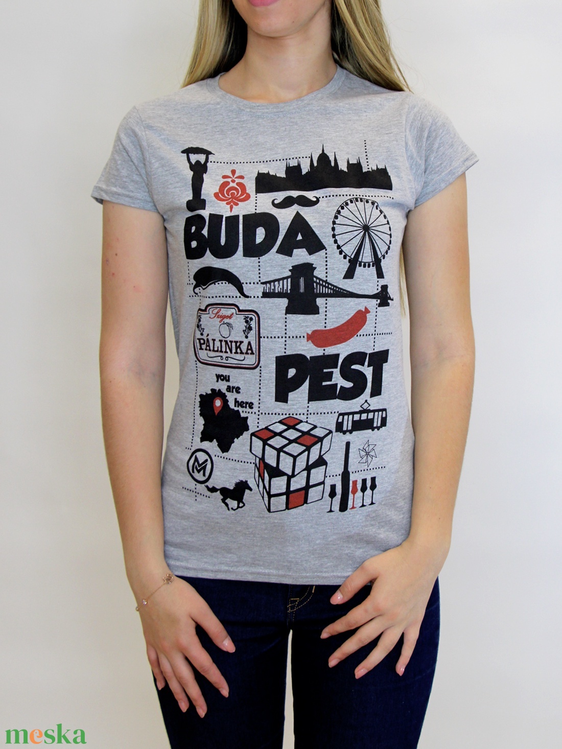 Budapest póló (női, melange szürke) - ruha & divat - női ruha - póló, felső - Meska.hu Budapest póló (női, melange szürke) - ruha & divat - női ruha - póló, felső - Meska.hu