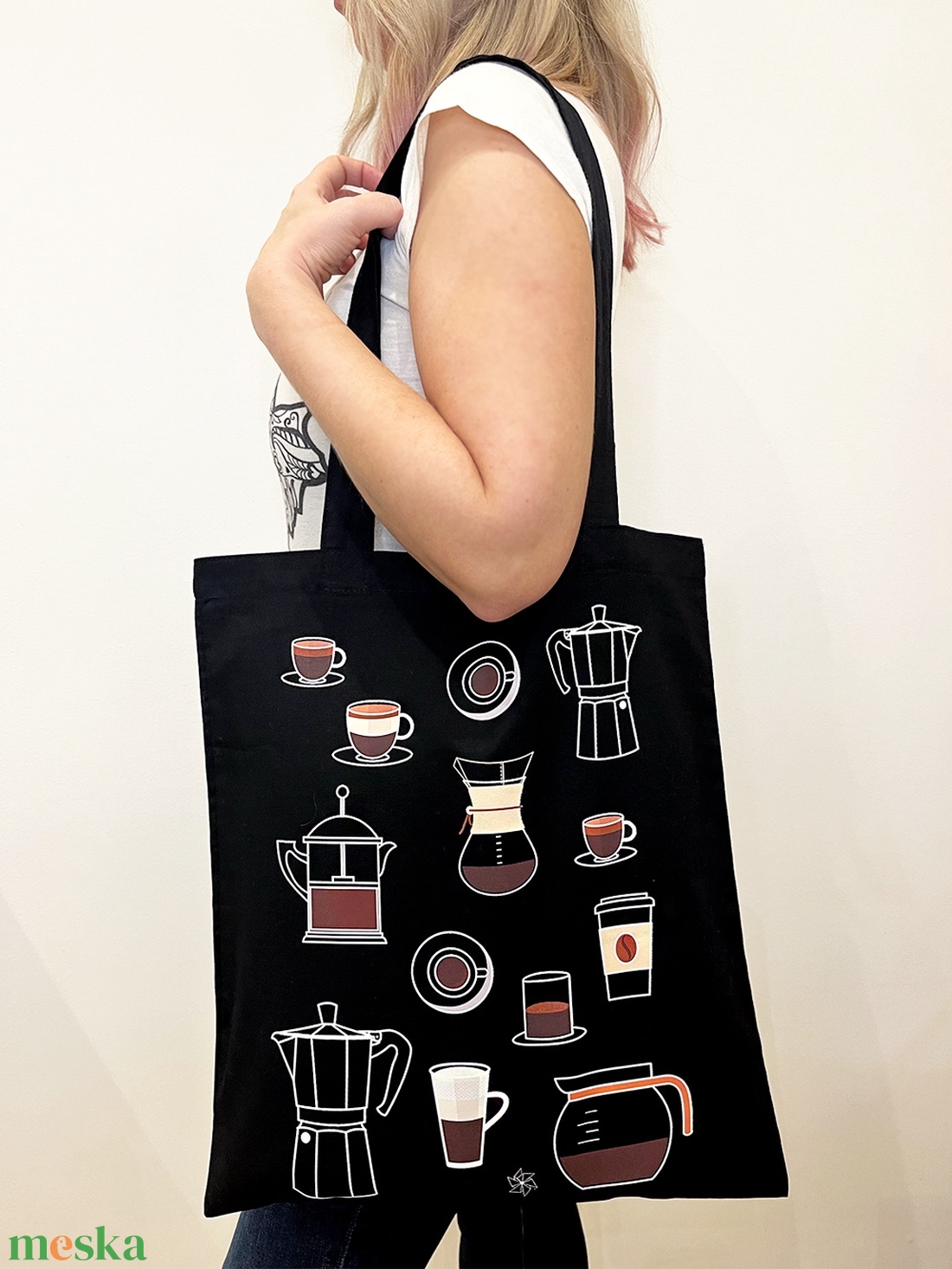 Kávés vászontáska (fekete) - táska & tok - bevásárlás & shopper táska - shopper, textiltáska, szatyor - Meska.hu Kávés vászontáska (fekete) - táska & tok - bevásárlás & shopper táska - shopper, textiltáska, szatyor - Meska.hu