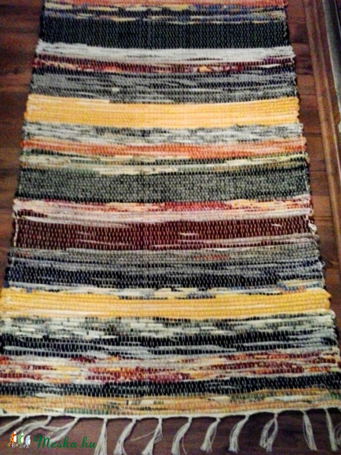 rusztikus, hagyományos, csíkos, rongyszőnyeg -  - Meska.hu