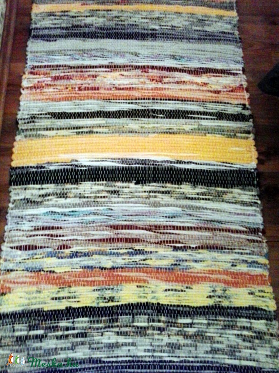 rusztikus, hagyományos, csíkos, rongyszőnyeg -  - Meska.hu