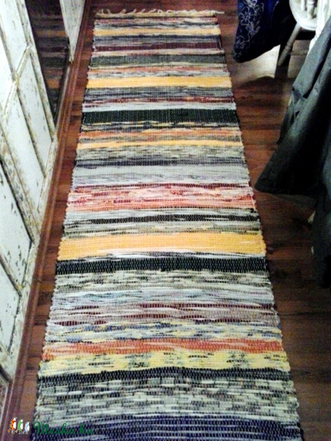 rusztikus, hagyományos, csíkos, rongyszőnyeg -  - Meska.hu