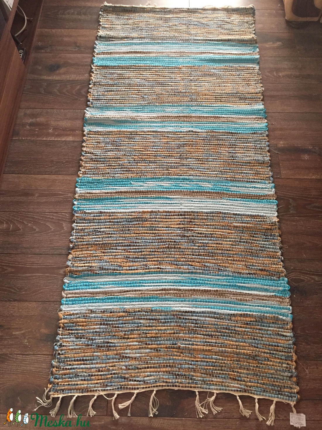 türkiz-barna tarka szőnyeg -  - Meska.hu