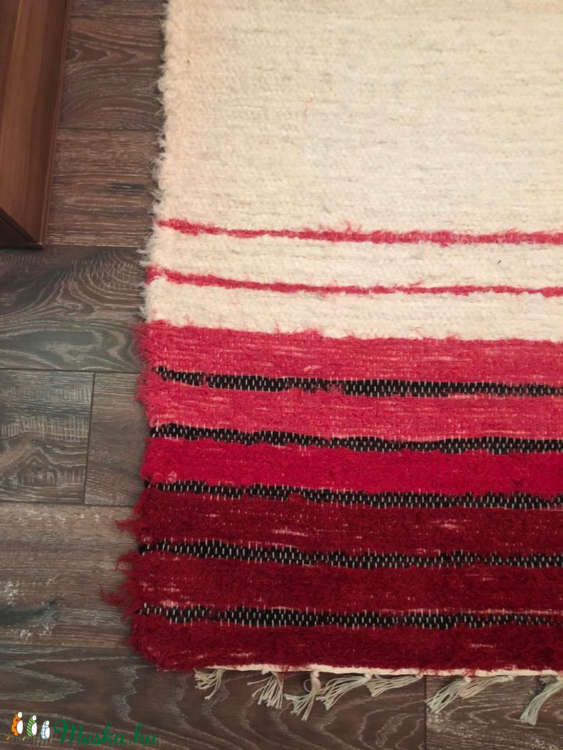 piros, natur csíkos, puha, vastag szőnyeg -  - Meska.hu