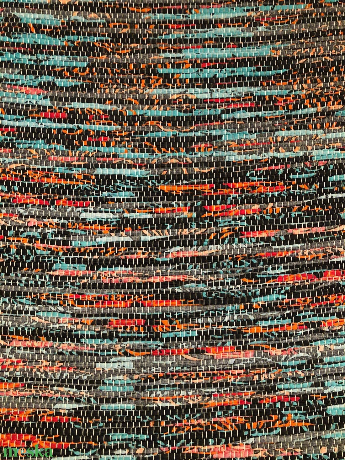 türkiz-narancs-fekete szőnyeg - otthon & életmód - lakástextil - szőnyeg - szövött szőnyeg - Meska.hu