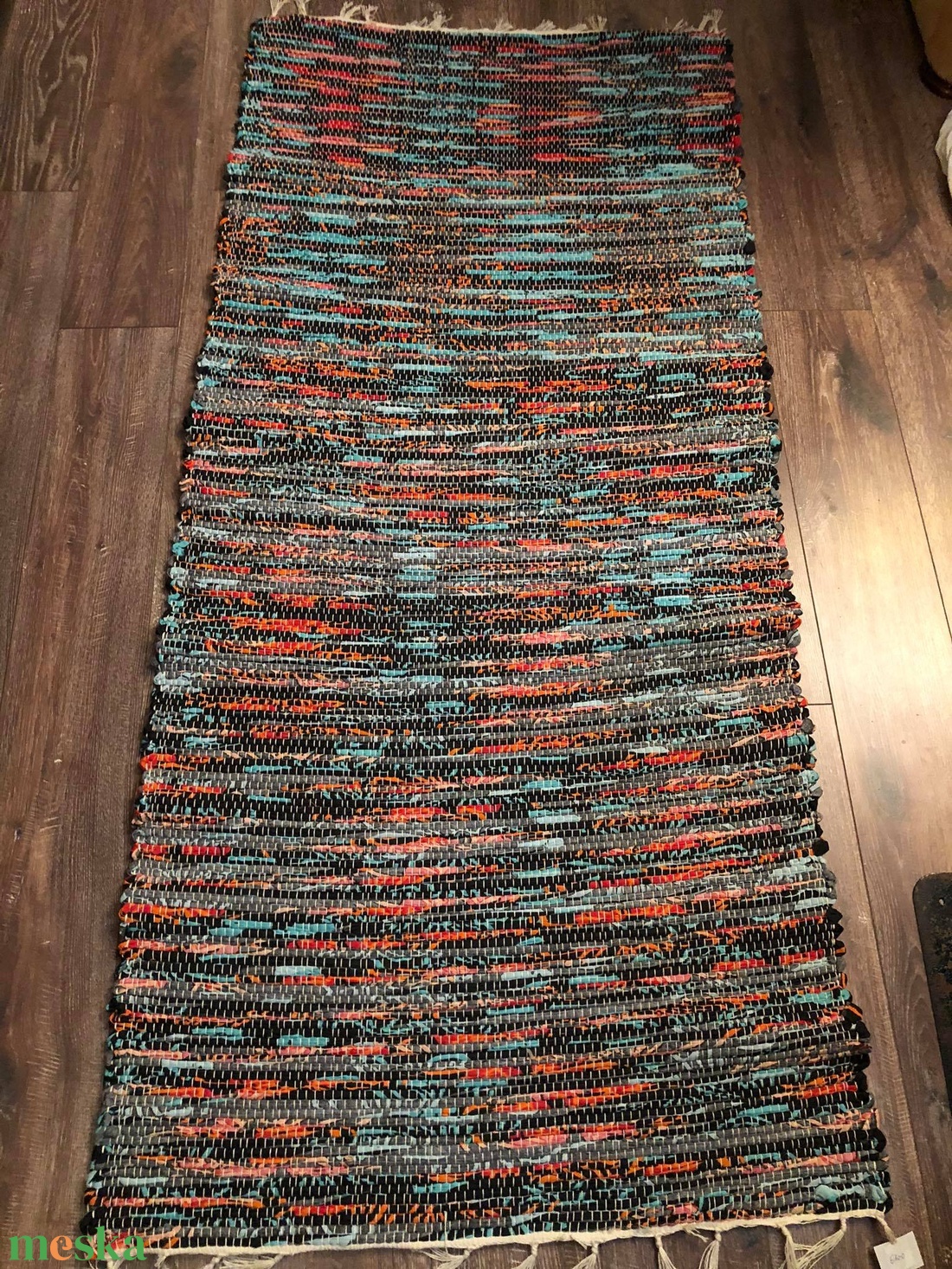 türkiz-narancs-fekete szőnyeg - otthon & életmód - lakástextil - szőnyeg - szövött szőnyeg - Meska.hu