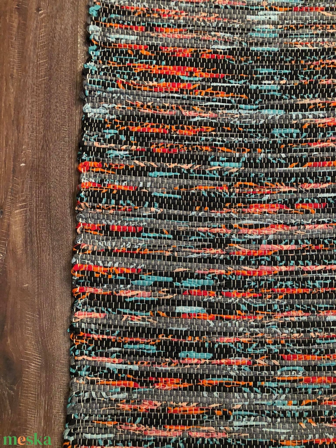 türkiz-narancs-fekete szőnyeg - otthon & életmód - lakástextil - szőnyeg - szövött szőnyeg - Meska.hu