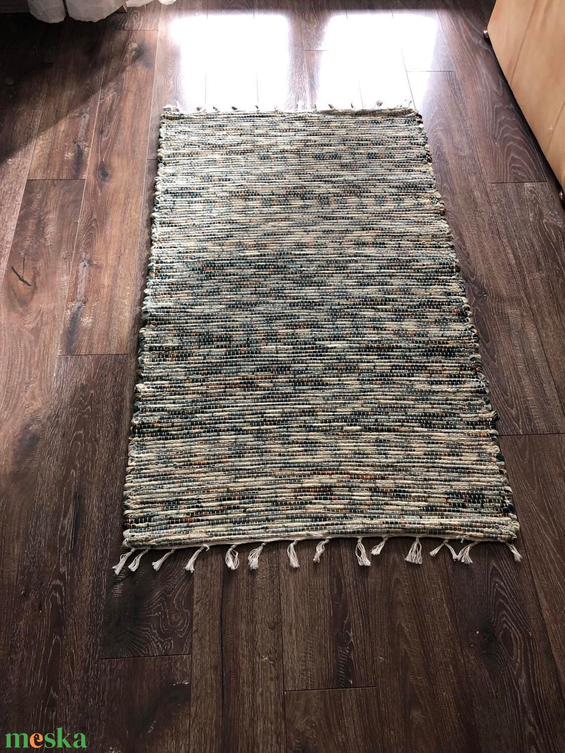 Zöld cirádás szőnyeg - otthon & életmód - lakástextil - szőnyeg - szövött szőnyeg - Meska.hu