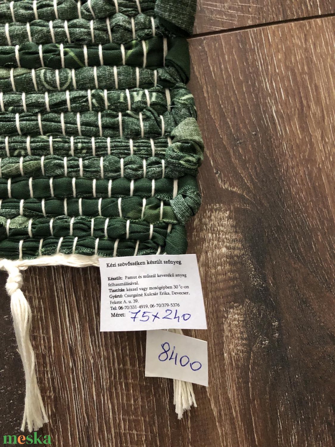 zöld színű rongyszőnyeg - otthon & életmód - lakástextil - szőnyeg - szövött szőnyeg - Meska.hu