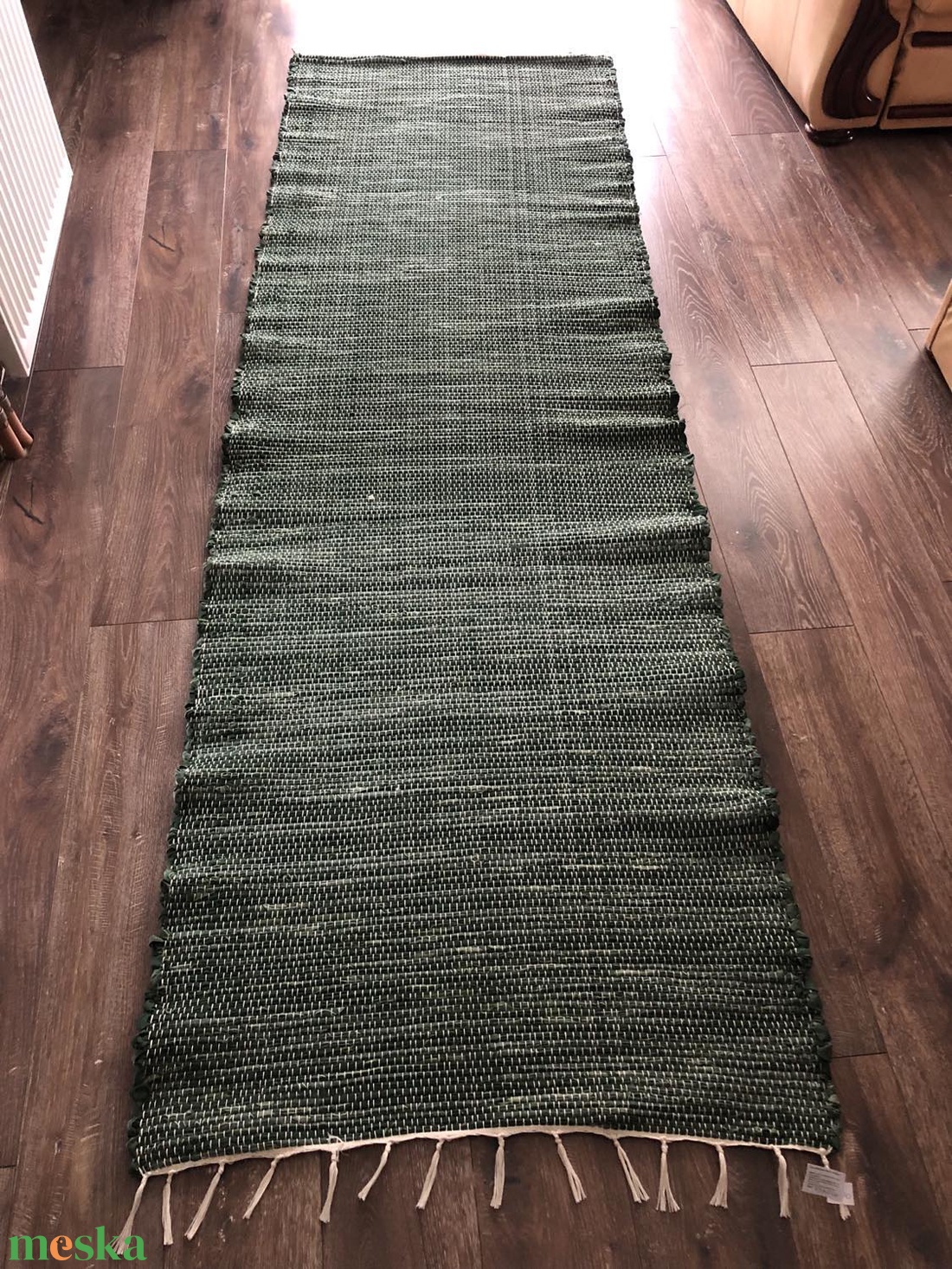zöld színű rongyszőnyeg - otthon & életmód - lakástextil - szőnyeg - szövött szőnyeg - Meska.hu