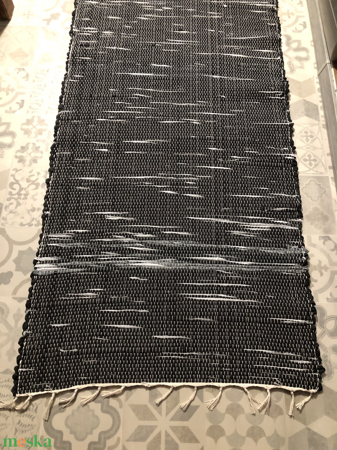 Fekete rongyszőnyeg - otthon & életmód - lakástextil - szőnyeg - szövött szőnyeg - Meska.hu