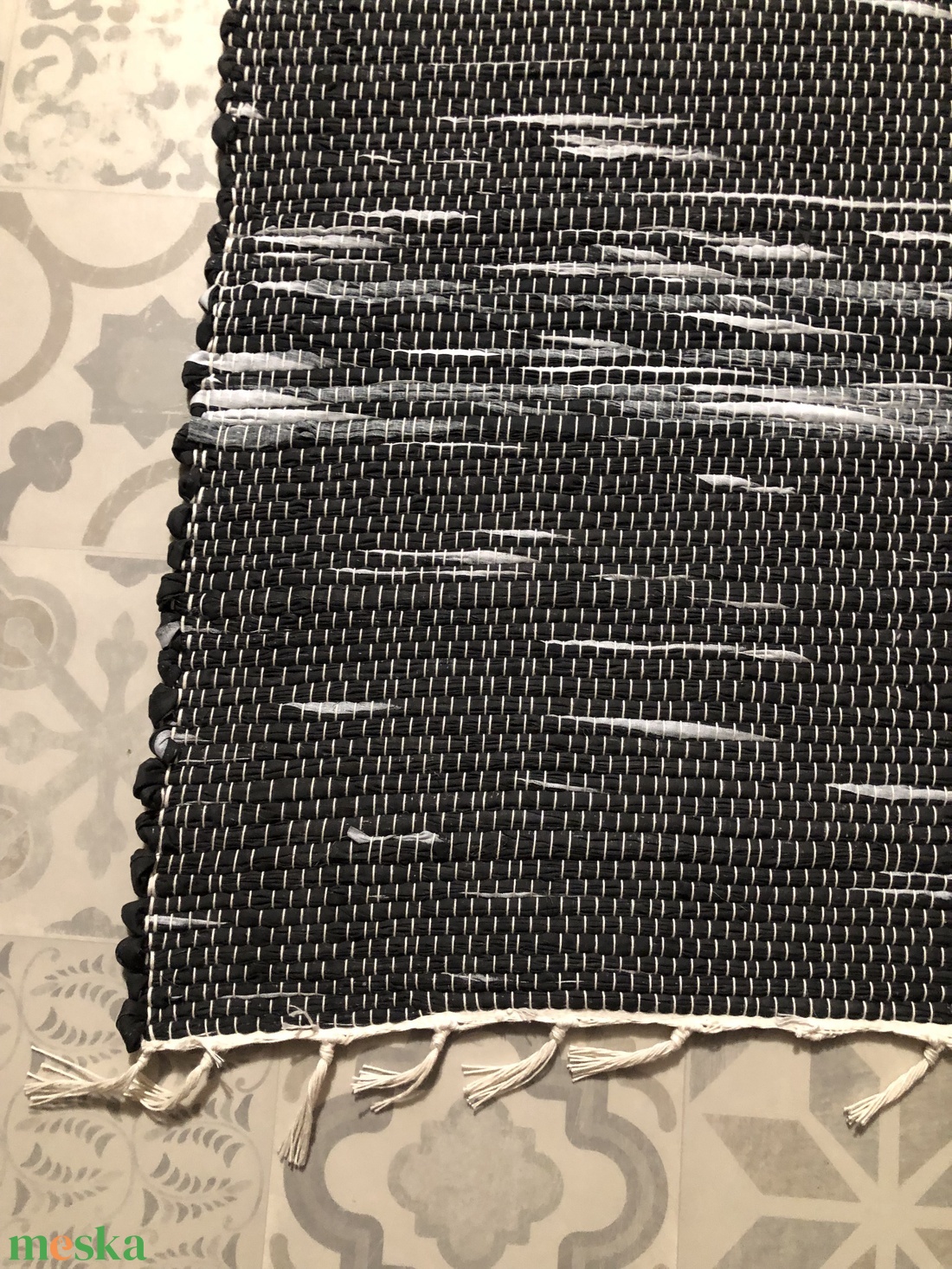 Fekete rongyszőnyeg - otthon & életmód - lakástextil - szőnyeg - szövött szőnyeg - Meska.hu