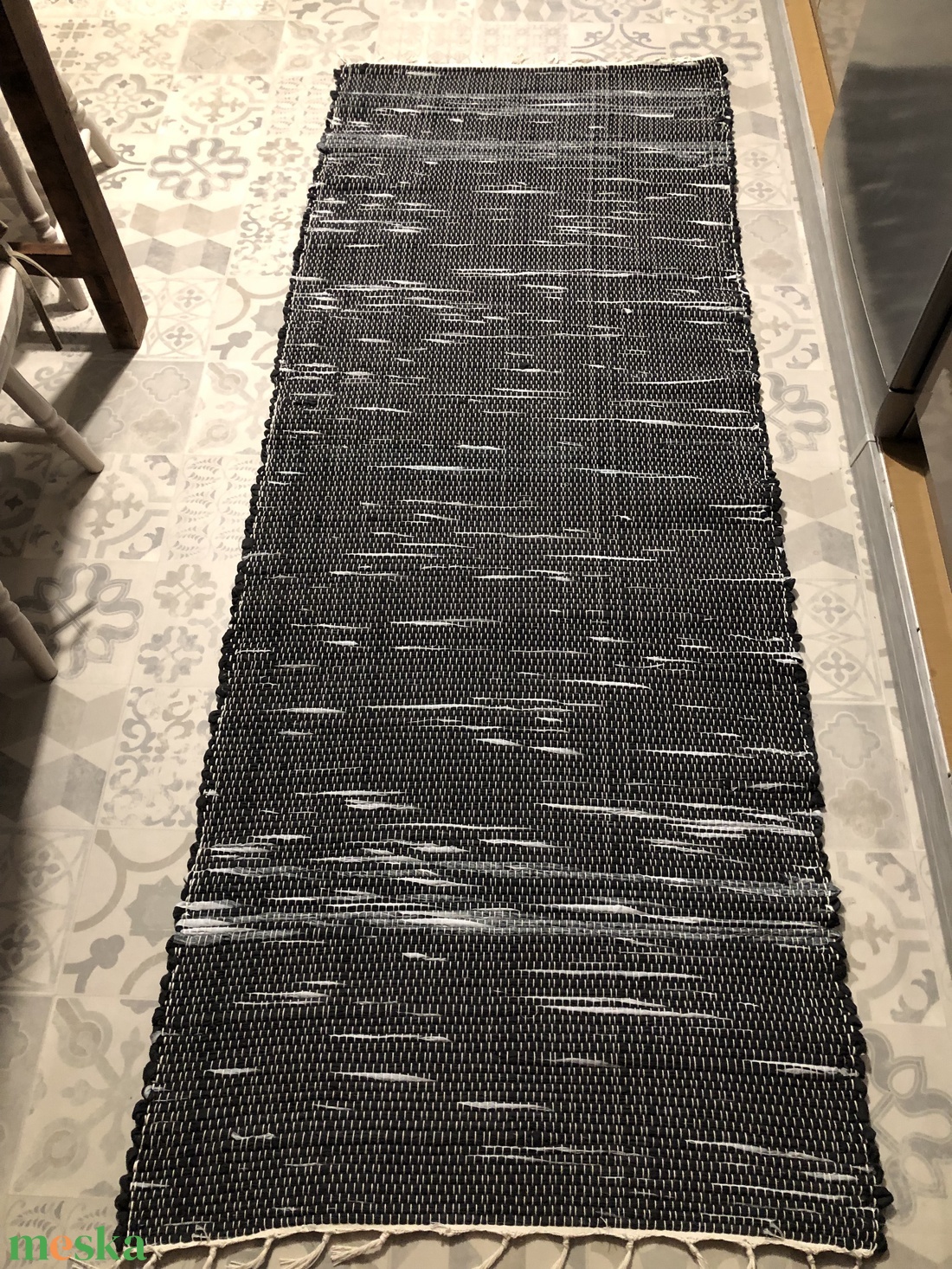 Fekete rongyszőnyeg - otthon & életmód - lakástextil - szőnyeg - szövött szőnyeg - Meska.hu