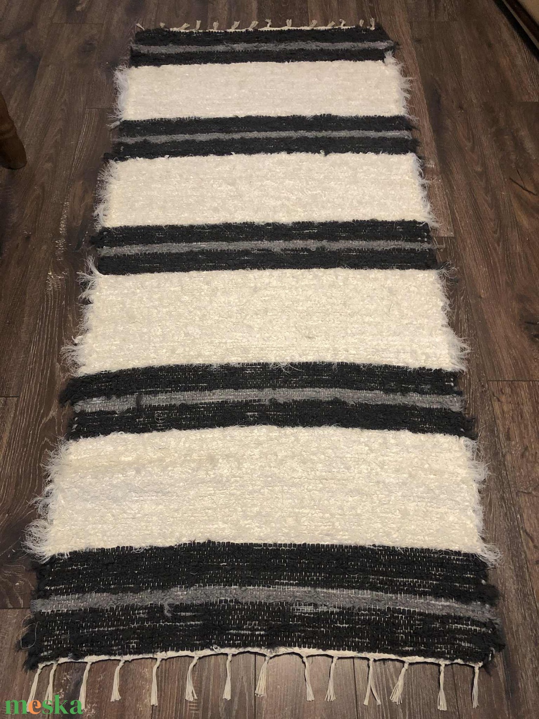 Len-pamut rongyszőnyeg - otthon & életmód - lakástextil - szőnyeg - szövött szőnyeg - Meska.hu