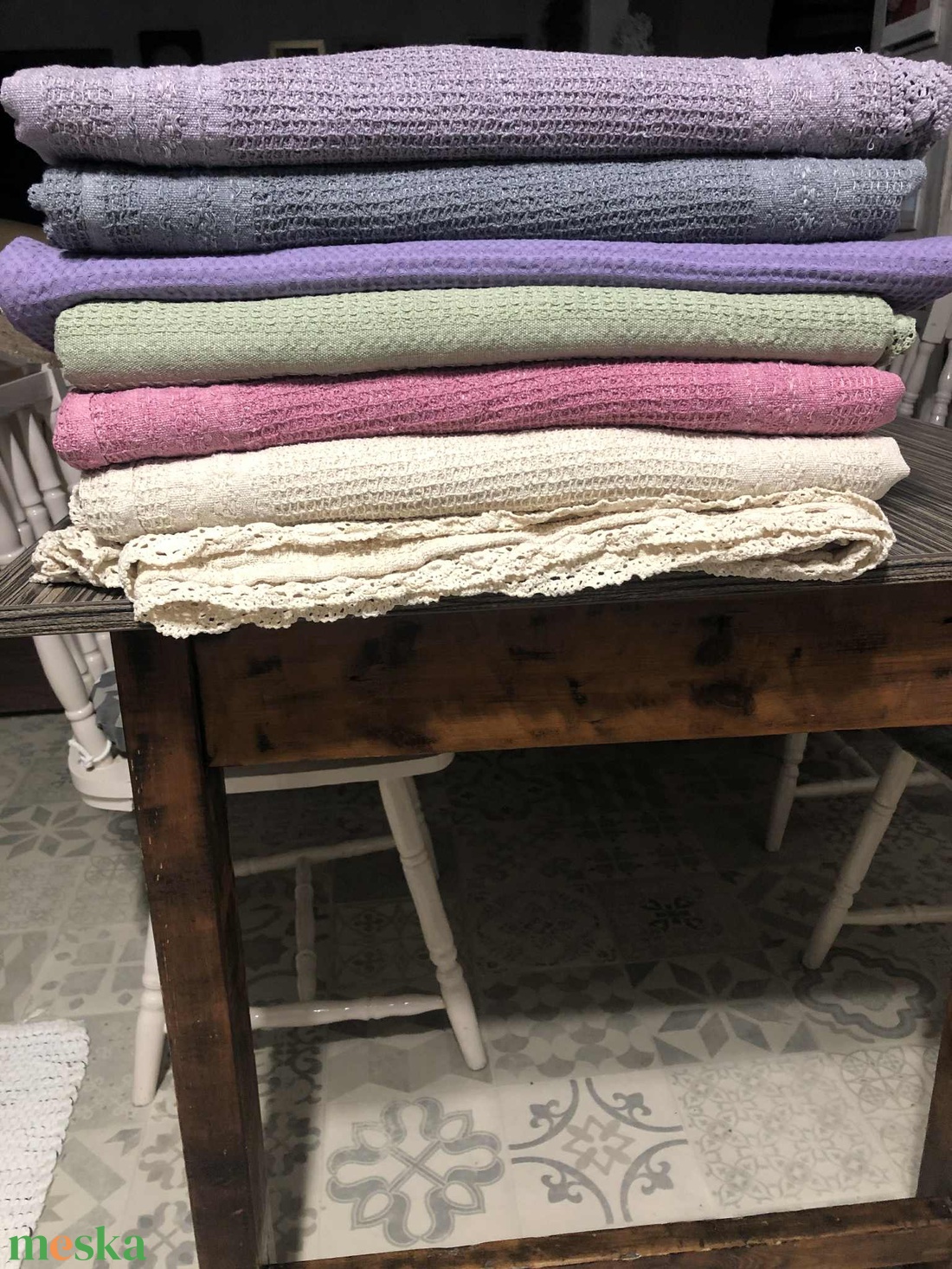 Csipkés pamut ágytakaró - otthon & életmód - fürdőszoba - törölköző - Meska.hu