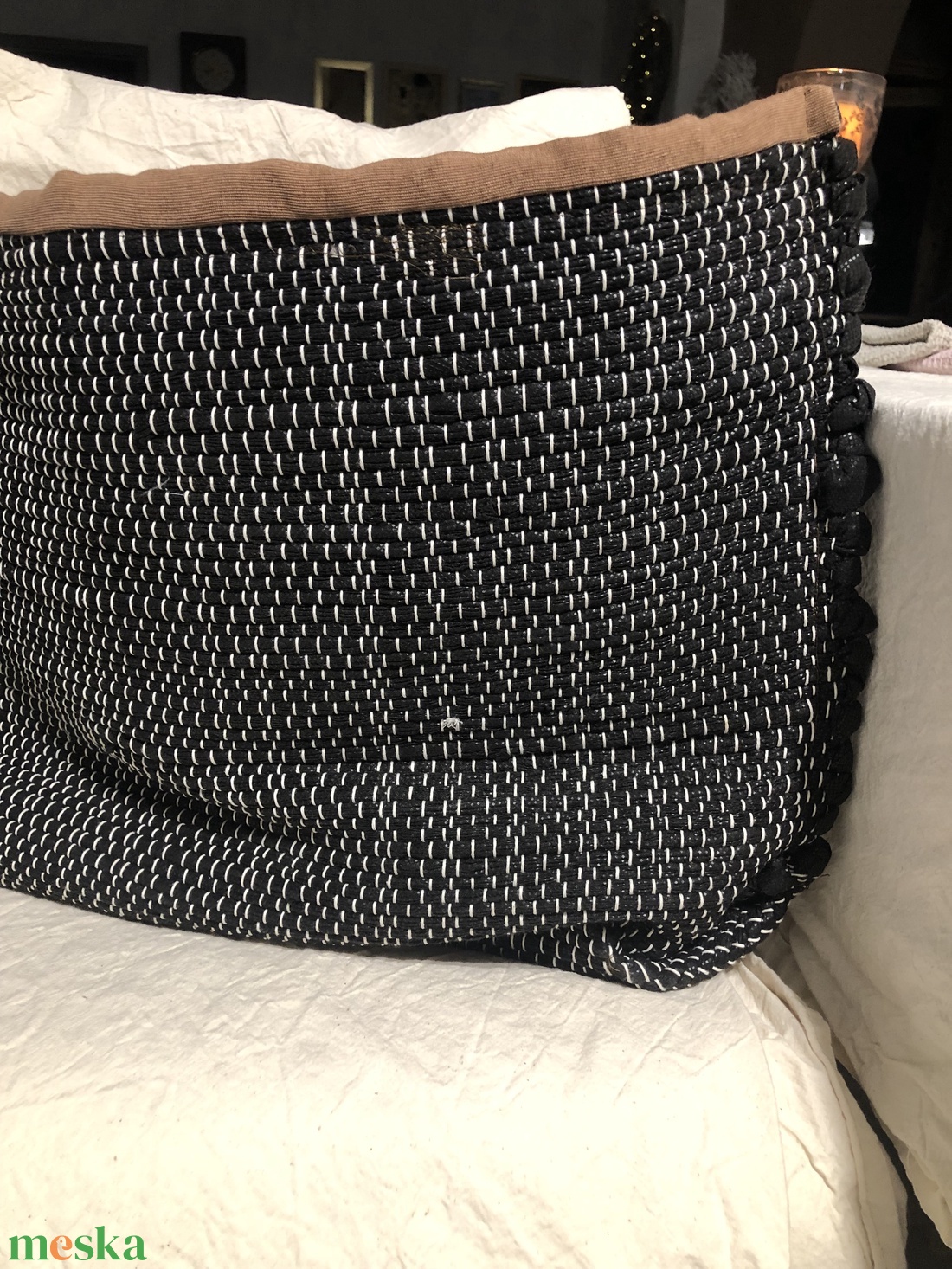 Fekete szövött csakegyvan táska - táska & tok - bevásárlás & shopper táska - shopper, textiltáska, szatyor - Meska.hu