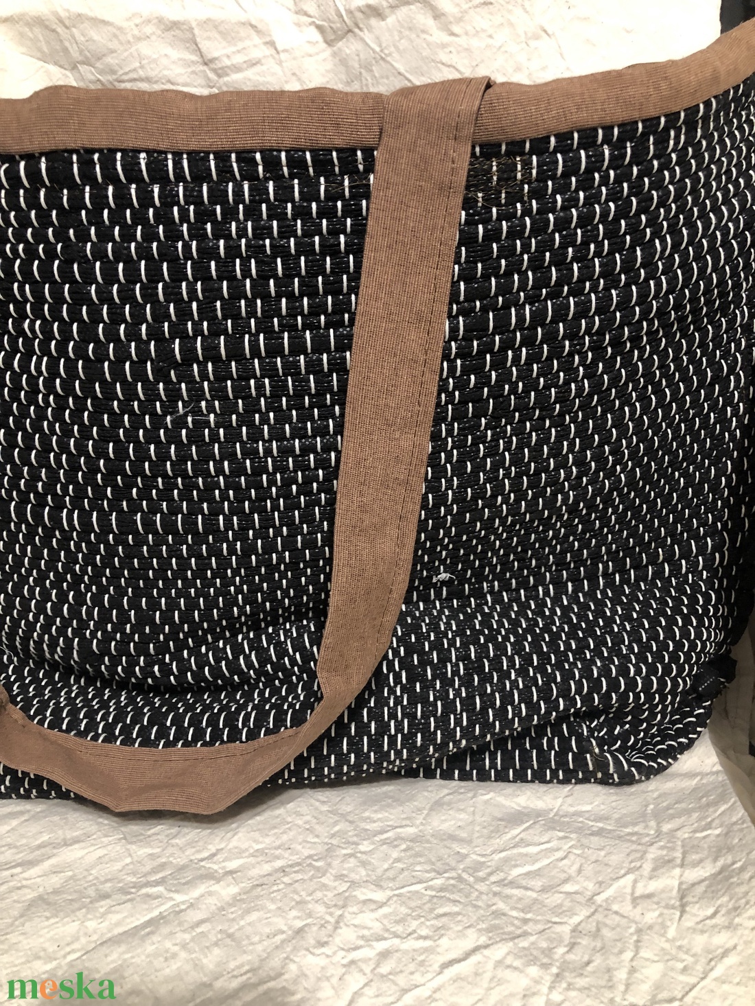 Fekete szövött csakegyvan táska - táska & tok - bevásárlás & shopper táska - shopper, textiltáska, szatyor - Meska.hu