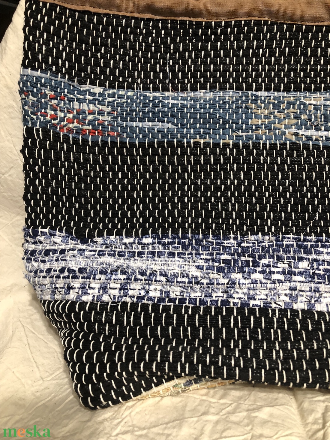 Csíkos szövött csakegyvan táska - táska & tok - bevásárlás & shopper táska - shopper, textiltáska, szatyor - Meska.hu