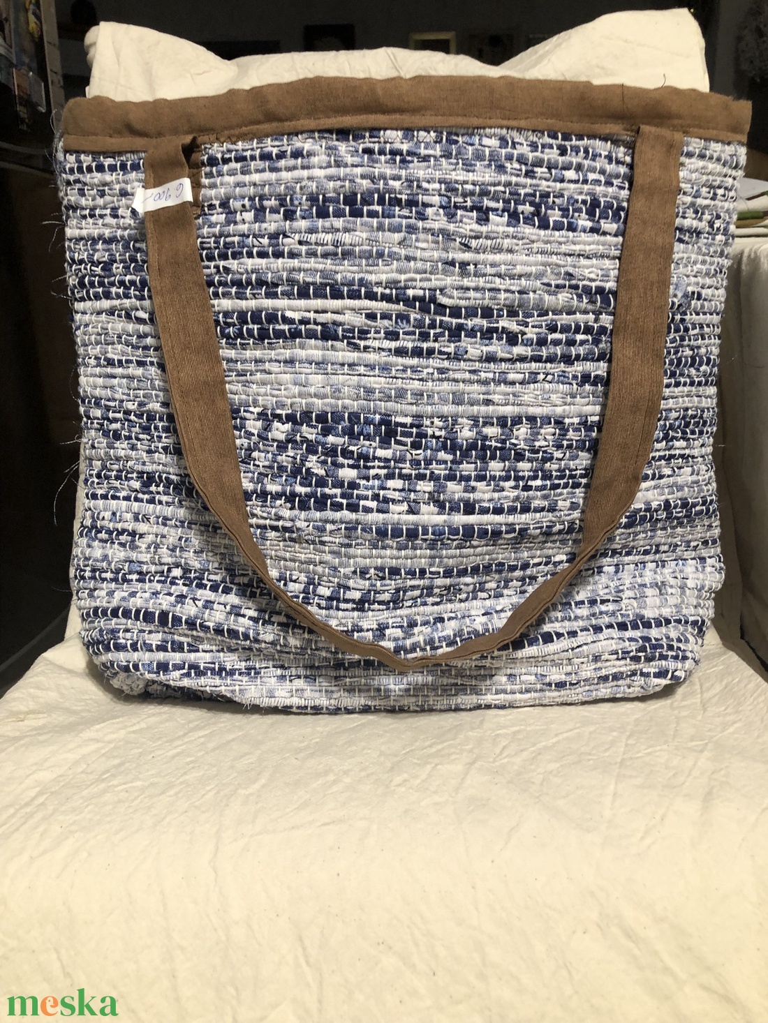 Kék szövött csakegyvan táska - táska & tok - bevásárlás & shopper táska - shopper, textiltáska, szatyor - Meska.hu