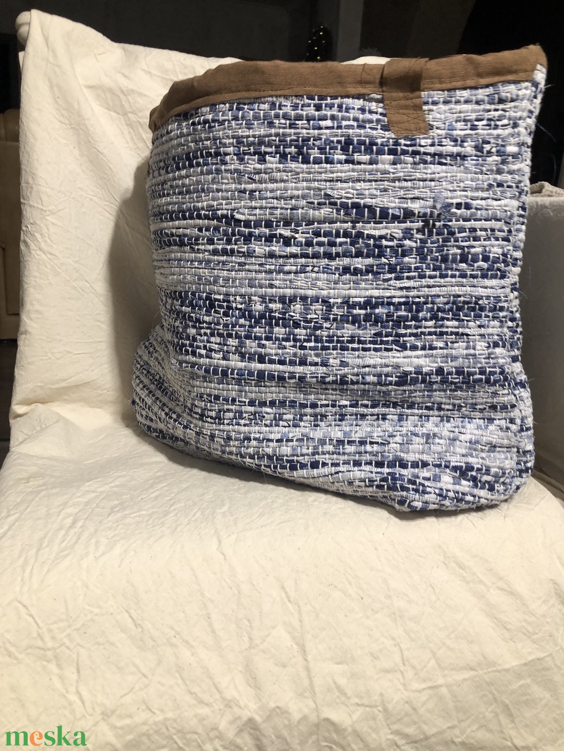 Kék szövött csakegyvan táska - táska & tok - bevásárlás & shopper táska - shopper, textiltáska, szatyor - Meska.hu