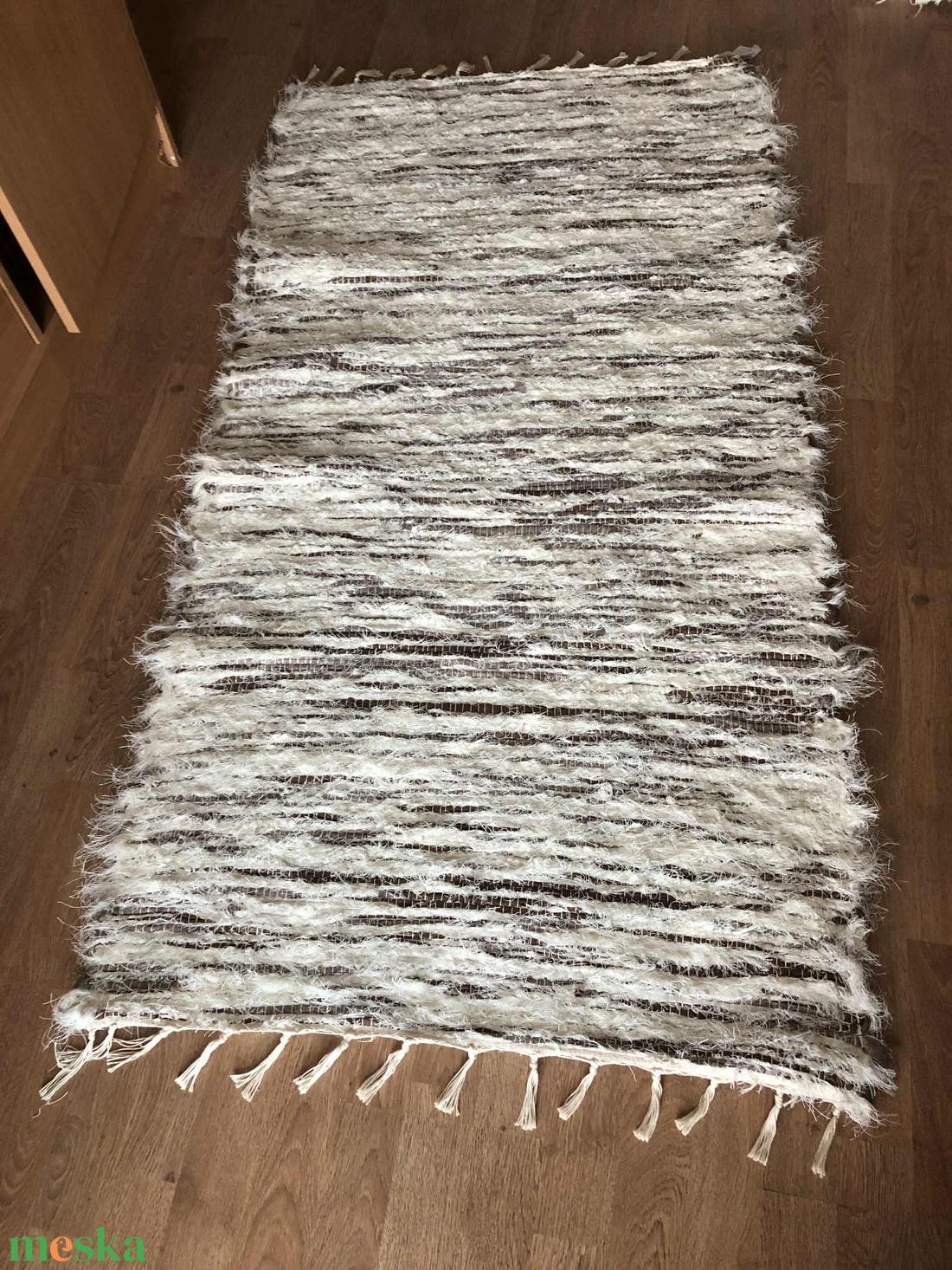Len-pamut rongyszőnyeg - otthon & életmód - lakástextil - szőnyeg - szövött szőnyeg - Meska.hu
