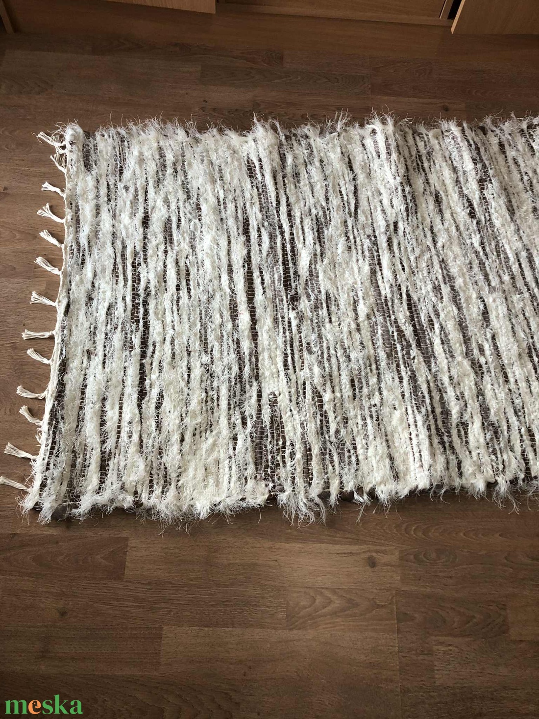 Len-pamut rongyszőnyeg - otthon & életmód - lakástextil - szőnyeg - szövött szőnyeg - Meska.hu
