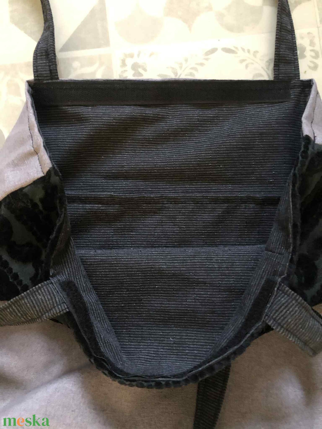 szürke-fekete vászon csakegyvan táska - táska & tok - bevásárlás & shopper táska - shopper, textiltáska, szatyor - Meska.hu