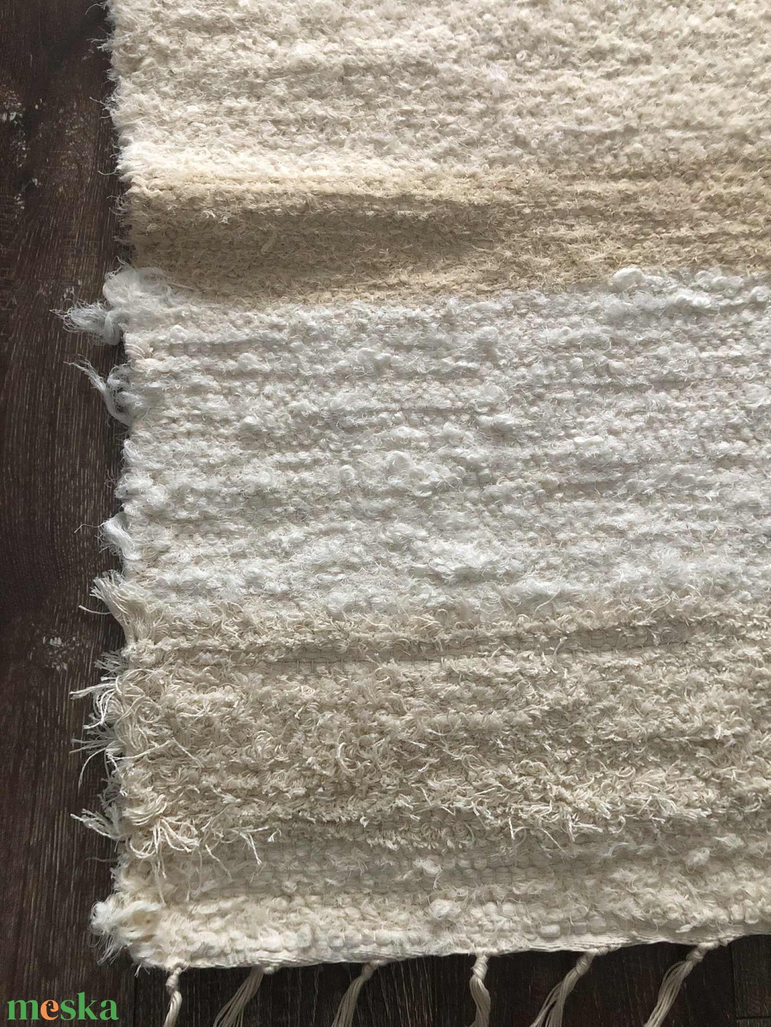 natur, barna-fehér színű, csíkozással puha, vastag szőnyeg - otthon & életmód - lakástextil - szőnyeg - szövött szőnyeg - Meska.hu