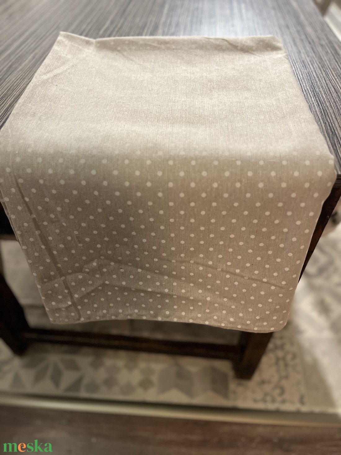 Rusztikus, pöttyös vászon asztalterítő - otthon & életmód - konyhafelszerelés, tálalás - tálalás - terítő - Meska.hu