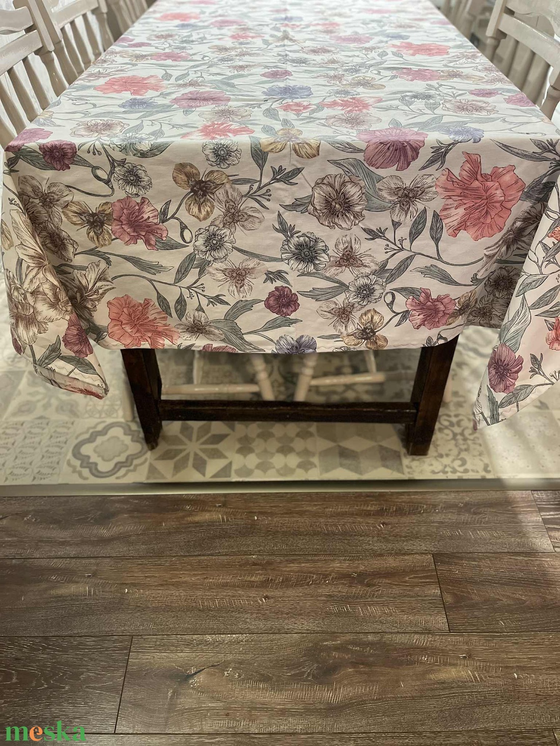 Pasztellvirágos asztalterítő - otthon & életmód - konyhafelszerelés, tálalás - tálalás - terítő - Meska.hu