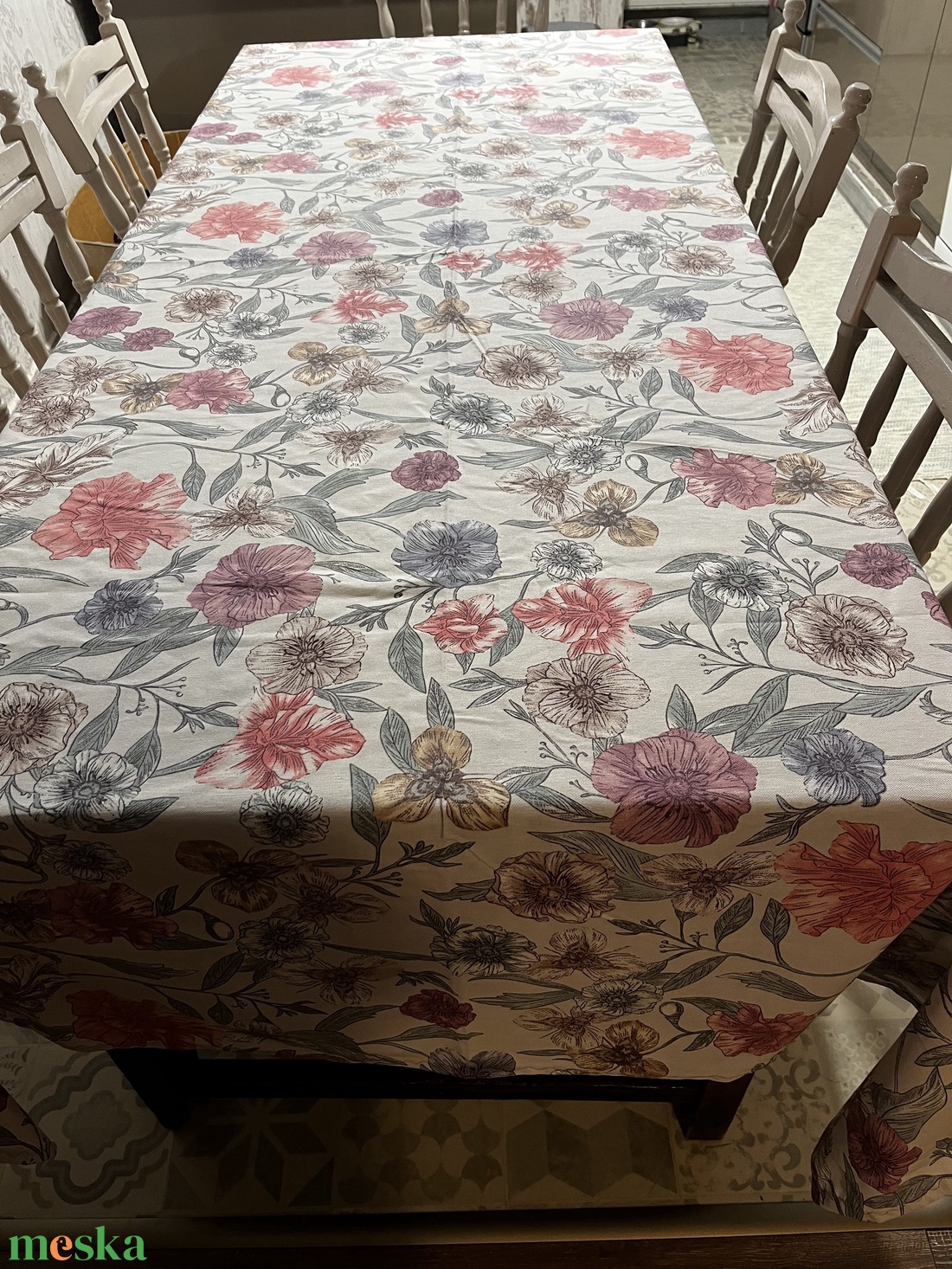 Pasztellvirágos asztalterítő - otthon & életmód - konyhafelszerelés, tálalás - tálalás - terítő - Meska.hu