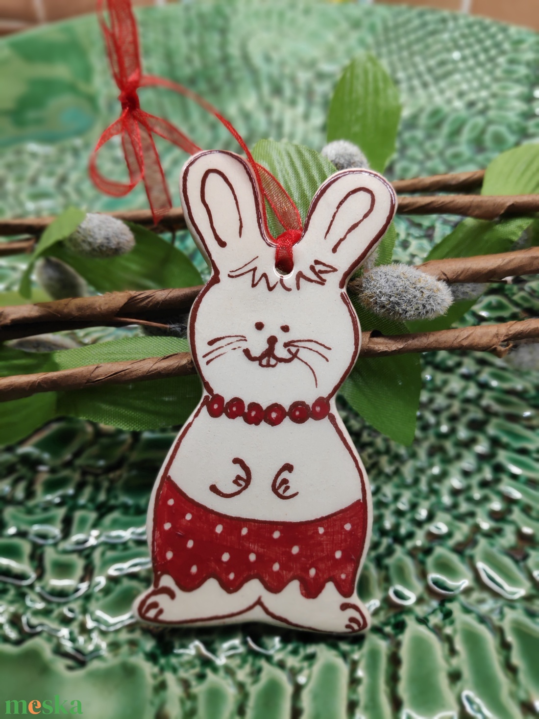 Húsvéti kerámia nyuszi - művészet - szobor - kerámia - Meska.hu