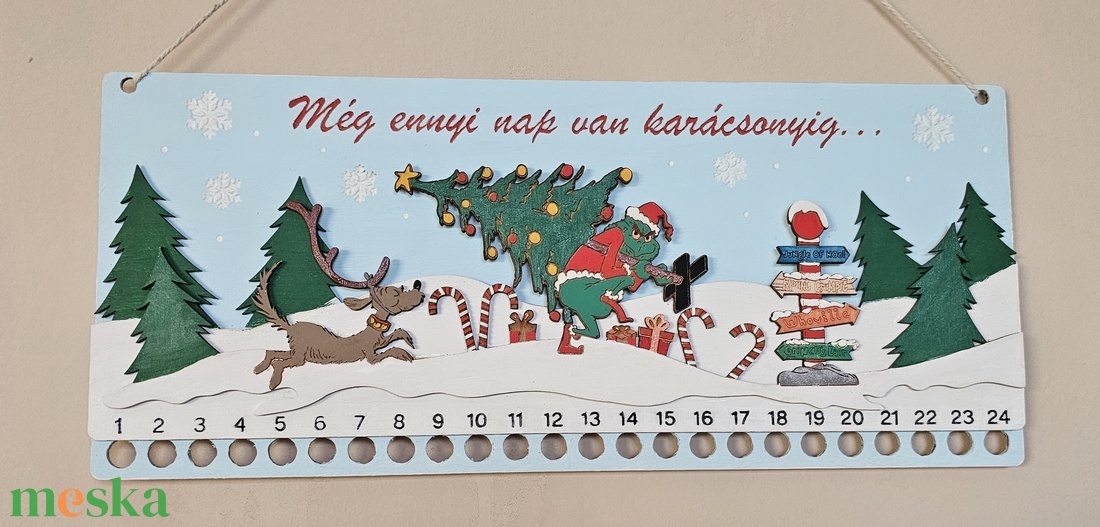 Grincs adventi naptár  - karácsony - adventi díszek - adventi naptár - Meska.hu