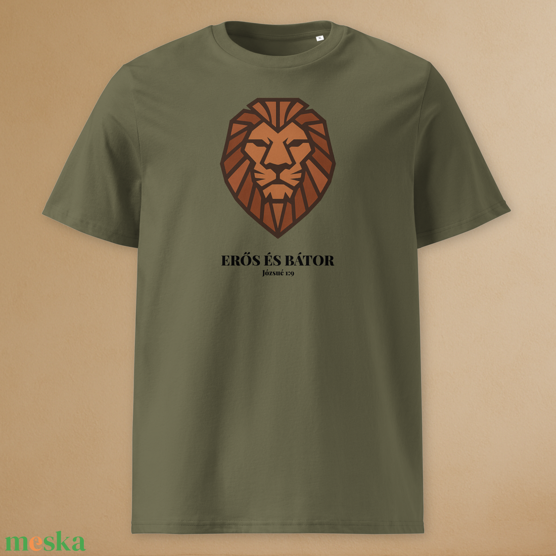 Erős és bátor kényelmes férfi póló - Józsué 1:9 - ruha & divat - férfi ruha - póló - Meska.hu