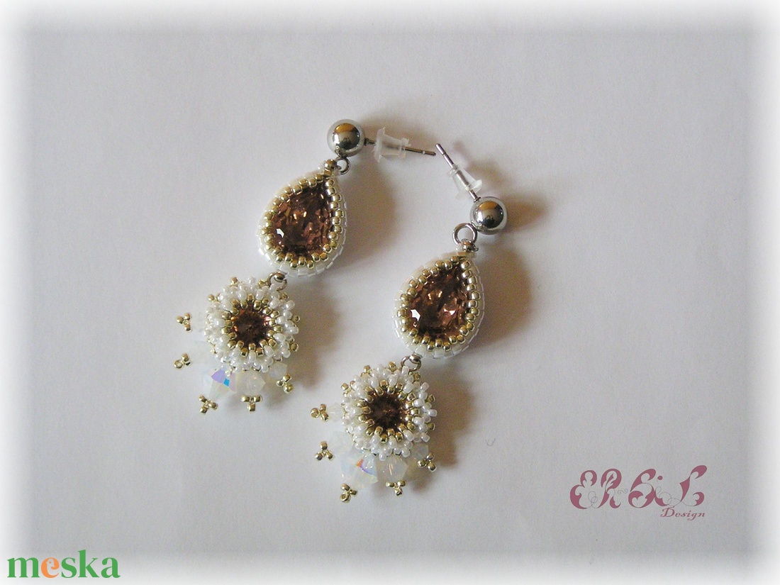 Rózsaszín-fehér-ezüst Swarovski fülbevaló - ékszer - fülbevaló - lógó fülbevaló - Meska.hu Rózsaszín-fehér-ezüst Swarovski fülbevaló - ékszer - fülbevaló - lógó fülbevaló - Meska.hu