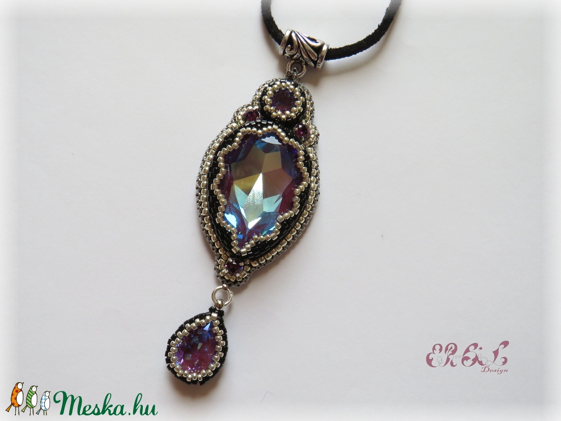 Lila - ezüst- fekete Swarovski nyaklánc - ékszer - nyaklánc - medálos nyaklánc - Meska.hu Lila - ezüst- fekete Swarovski nyaklánc - ékszer - nyaklánc - medálos nyaklánc - Meska.hu