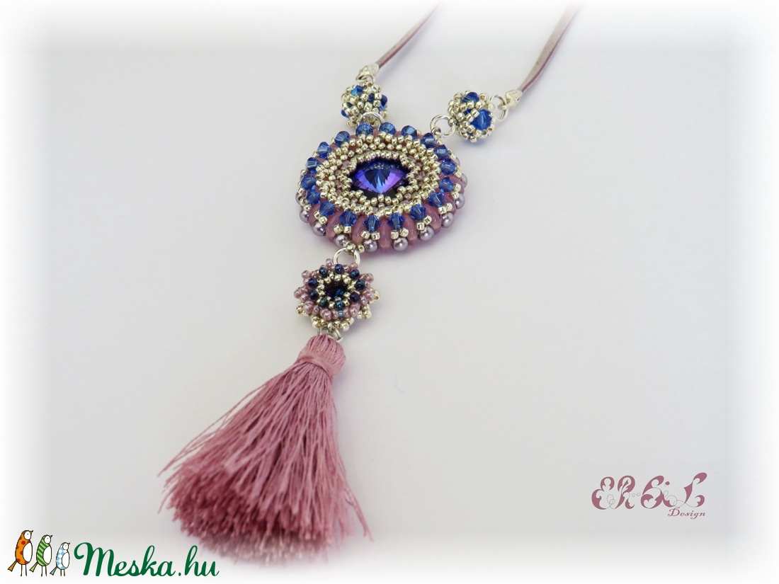 Kék-rózsaszín bojtos Swarovski nyaklánc - ékszer - nyaklánc - Meska.hu Kék-rózsaszín bojtos Swarovski nyaklánc - ékszer - nyaklánc - Meska.hu